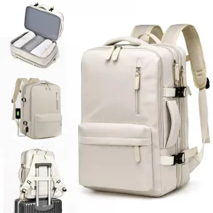 Waterproof Travel Backpack 46x30x20 for Laptop & Sports - USB Charging, Ryanair Approved